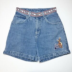 Denim Women's Shorts with Embroidered Detail